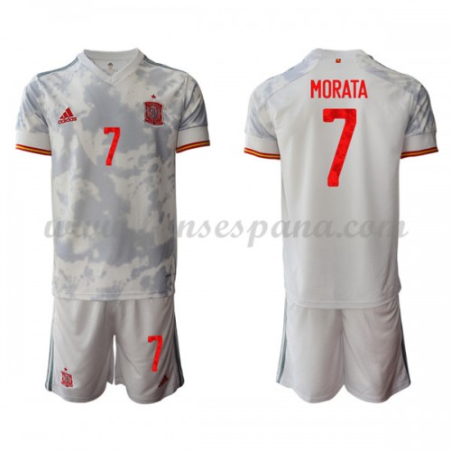 Equipaciones De Futbol Para Niños España 2021 Alvaro Morata 7 Camiseta  Segunda